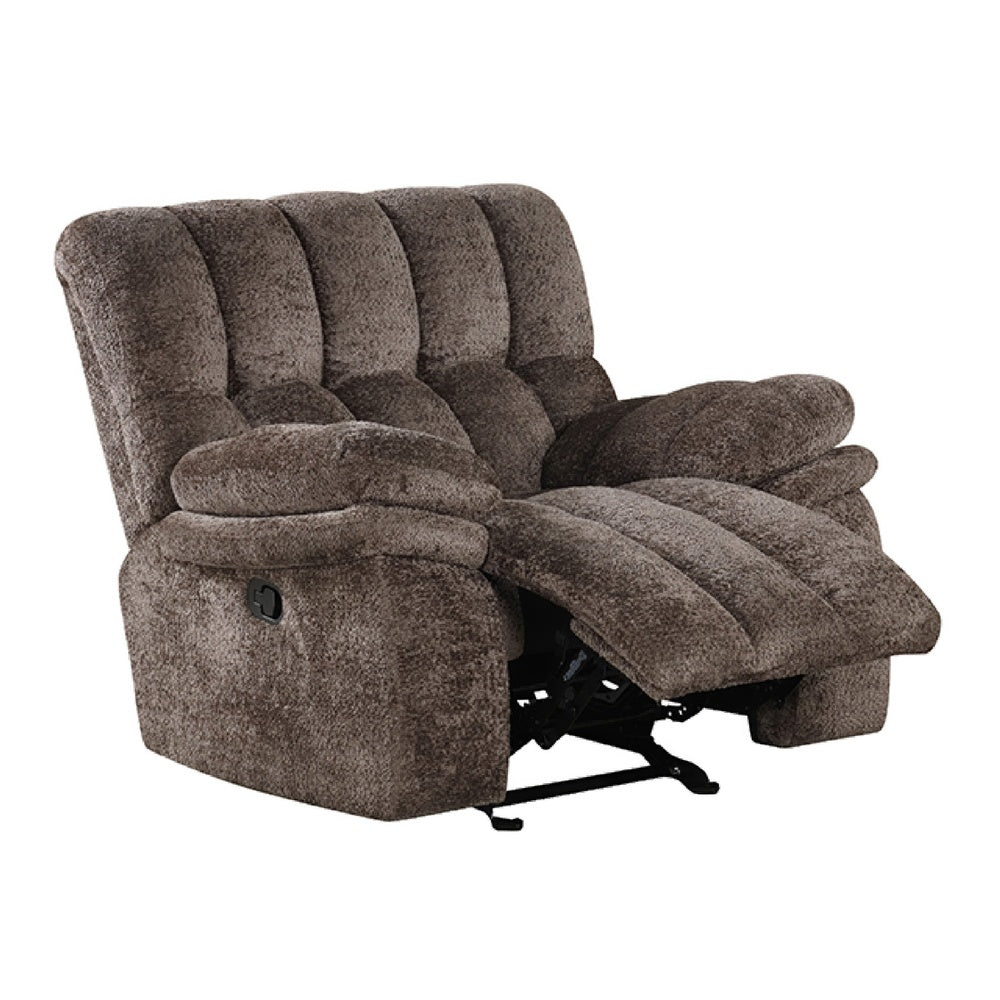 Heya Oversize Manual Glider Recliner Chair | Pillow Tufted Dark Brown