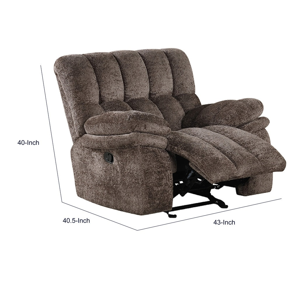 Heya Oversize Manual Glider Recliner Chair | Pillow Tufted Dark Brown
