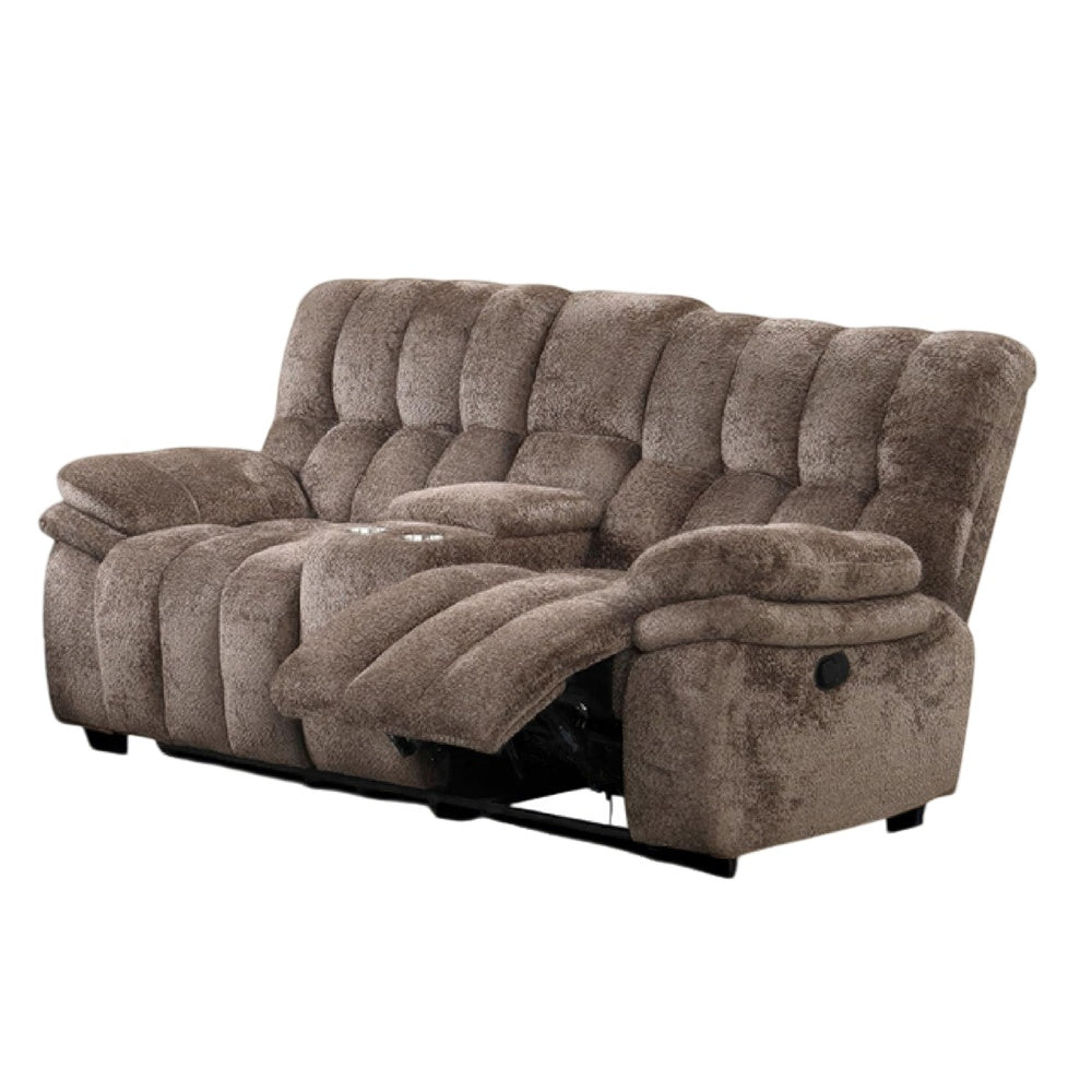 Heya Manual Recliner Loveseat w Console| Pillow Tufted Dark Brown | 81"