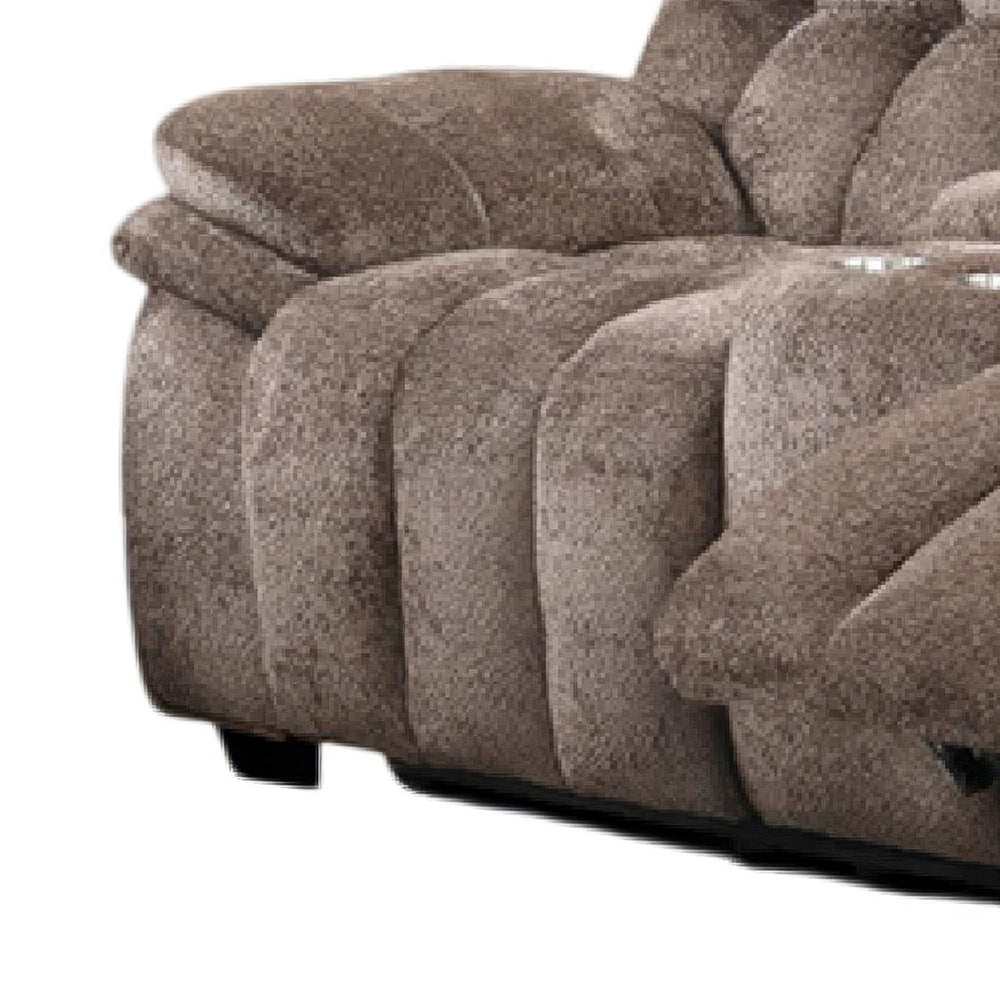 Heya Manual Recliner Loveseat w Console| Pillow Tufted Dark Brown | 81"