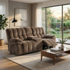 Heya Manual Recliner Loveseat w Console| Pillow Tufted Dark Brown | 81"