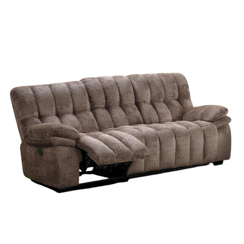 Heya Manual Recliner Sofa | Pillow Tufted Dark Brown Polyester | 92"