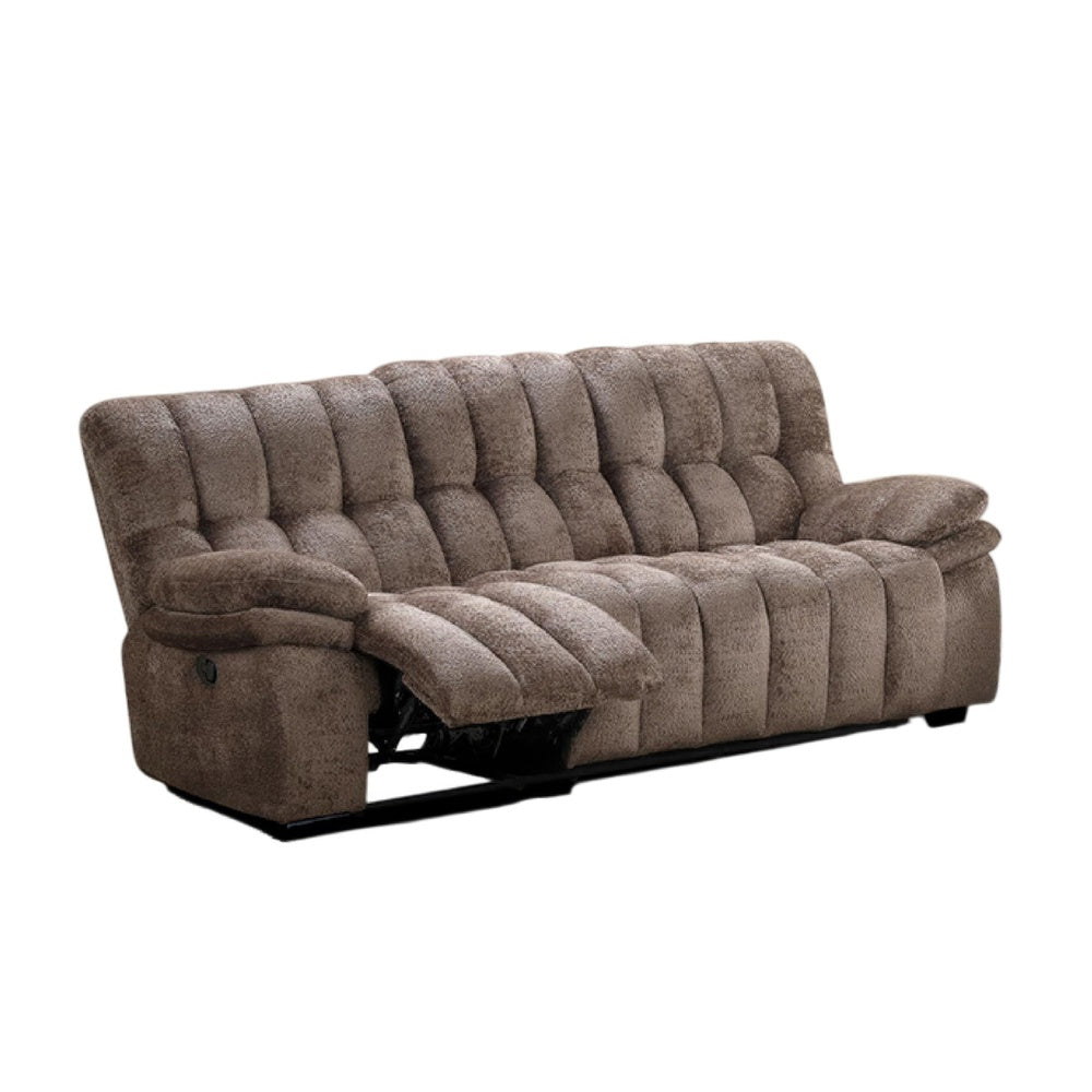 Heya Manual Recliner Sofa | Pillow Tufted Dark Brown Polyester | 92"