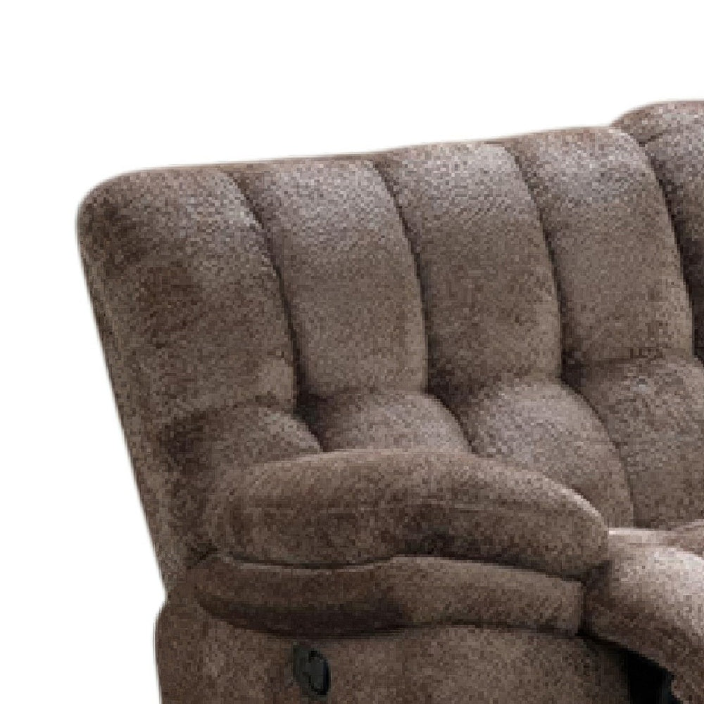 Heya Manual Recliner Sofa | Pillow Tufted Dark Brown Polyester | 92"