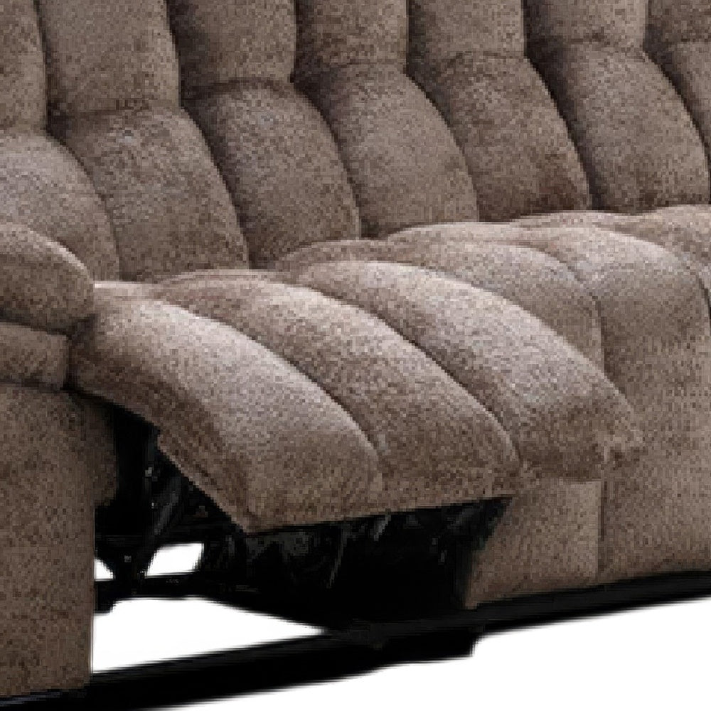 Heya Manual Recliner Sofa | Pillow Tufted Dark Brown Polyester | 92"