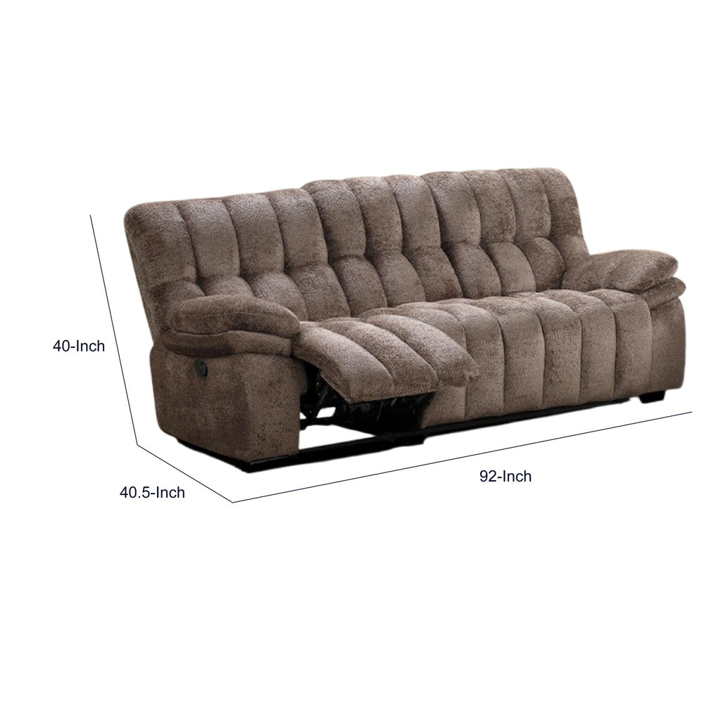 Heya Manual Recliner Sofa | Pillow Tufted Dark Brown Polyester | 92"