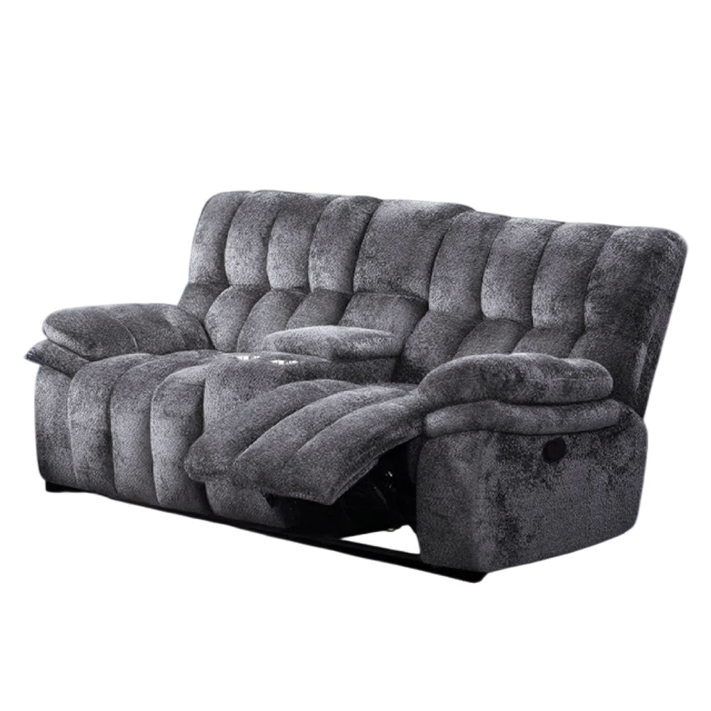 Heya Manual Recliner Loveseat | Pillow Tufted Dark Gray | 81"