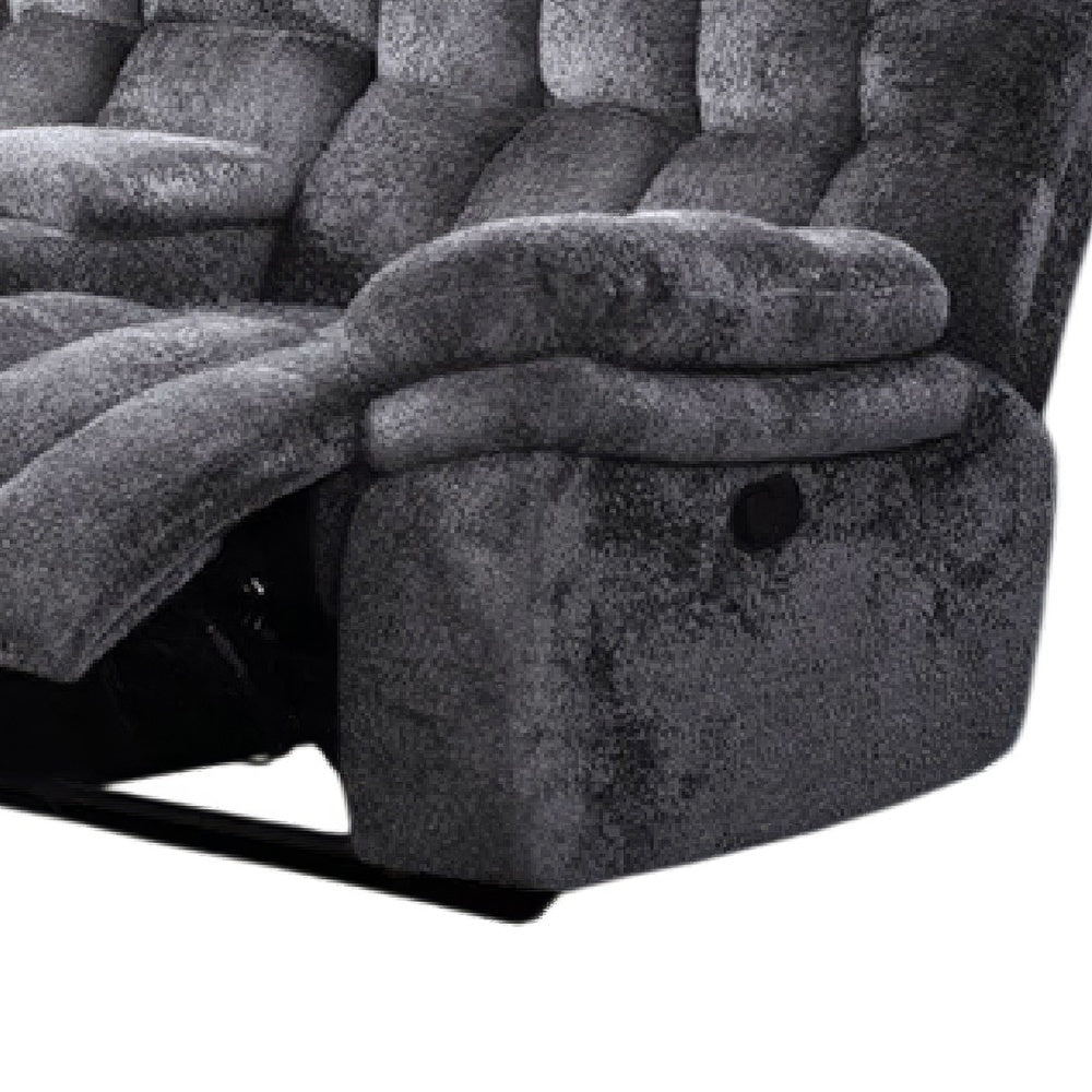 Heya Manual Recliner Loveseat | Pillow Tufted Dark Gray | 81"