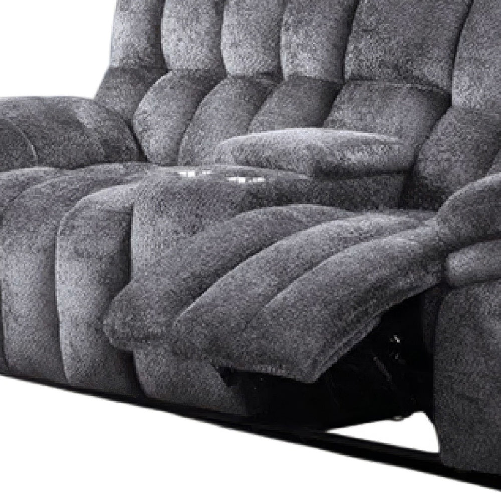 Heya Manual Recliner Loveseat | Pillow Tufted Dark Gray | 81"