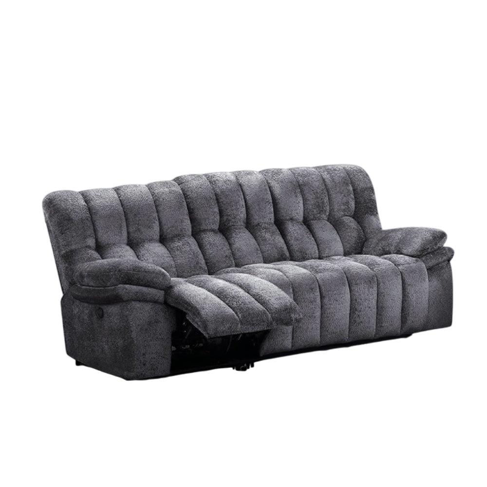 Heya Manual Recliner Sofa | Pillow Tufted Dark Gray Polyester | 92"
