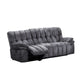 Heya Manual Recliner Sofa | Pillow Tufted Dark Gray Polyester | 92"