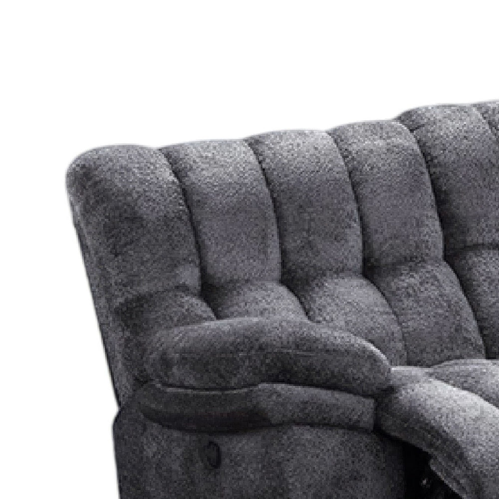 Heya Manual Recliner Sofa | Pillow Tufted Dark Gray Polyester | 92"