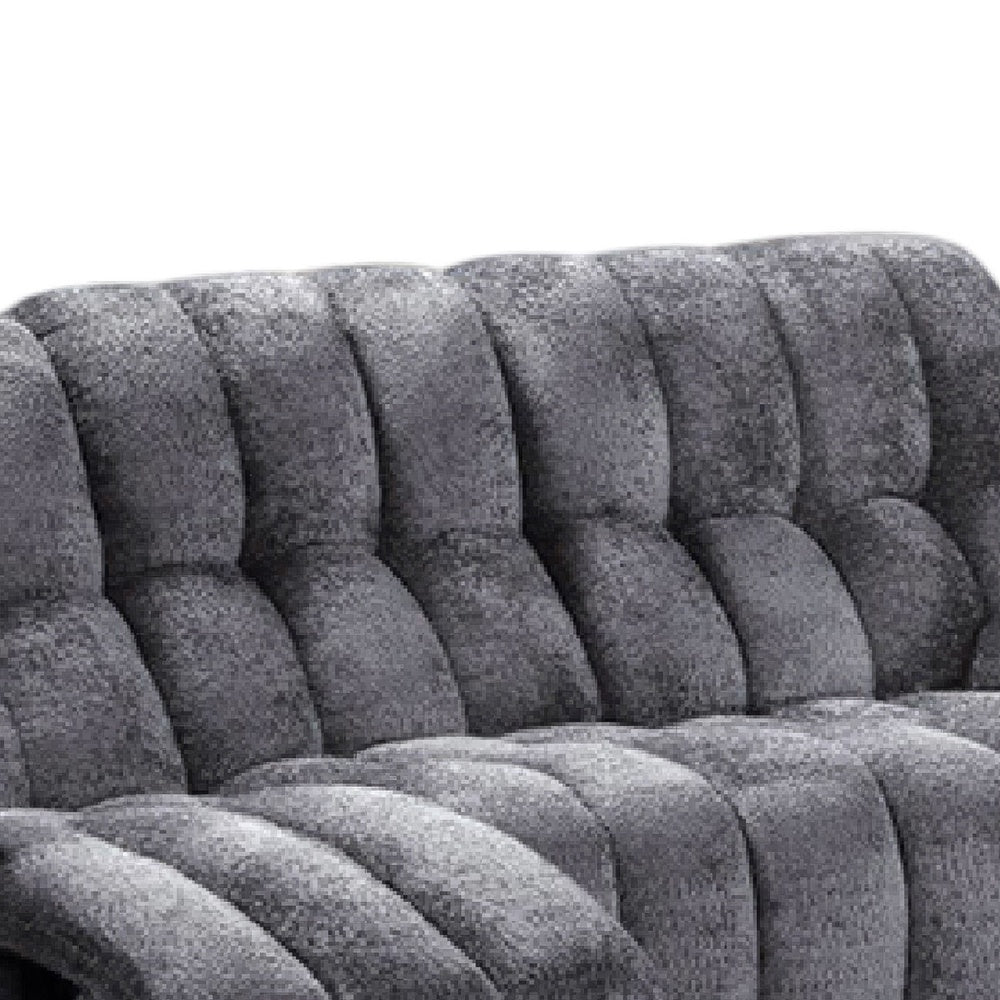 Heya Manual Recliner Sofa | Pillow Tufted Dark Gray Polyester | 92"