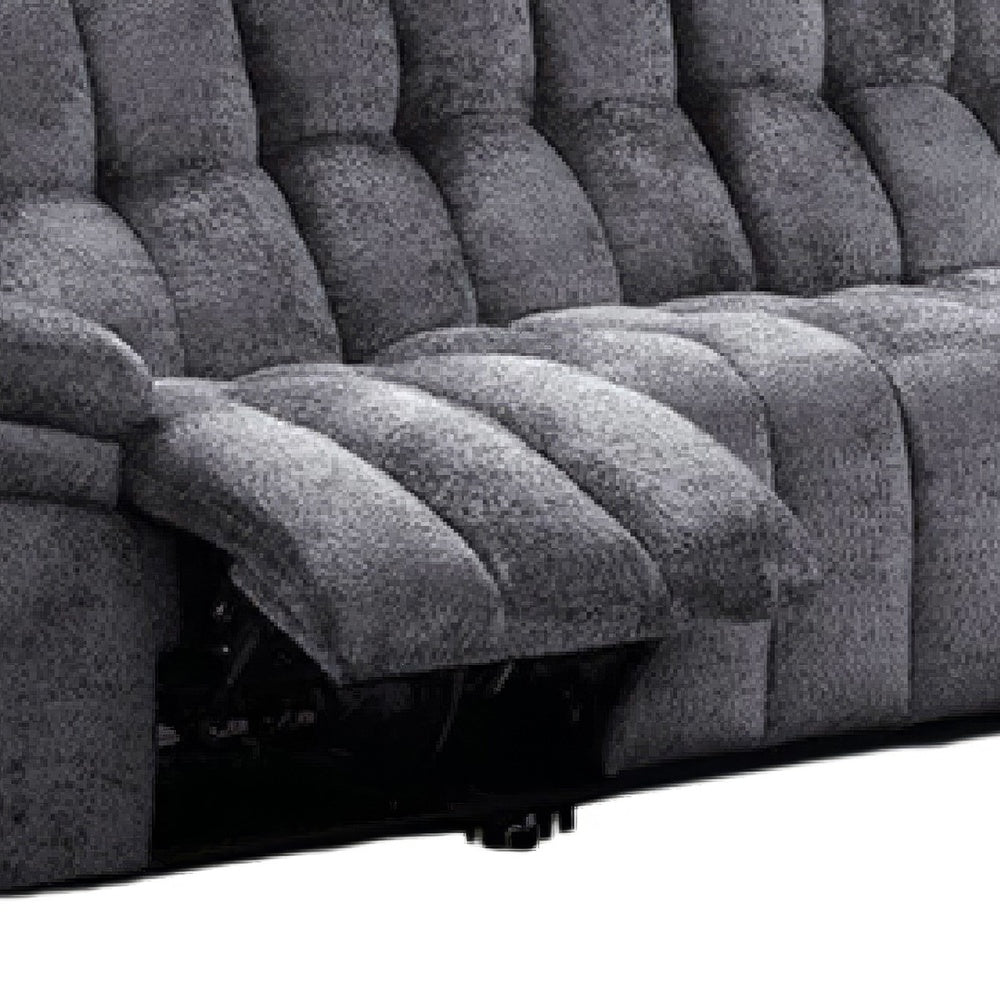 Heya Manual Recliner Sofa | Pillow Tufted Dark Gray Polyester | 92"