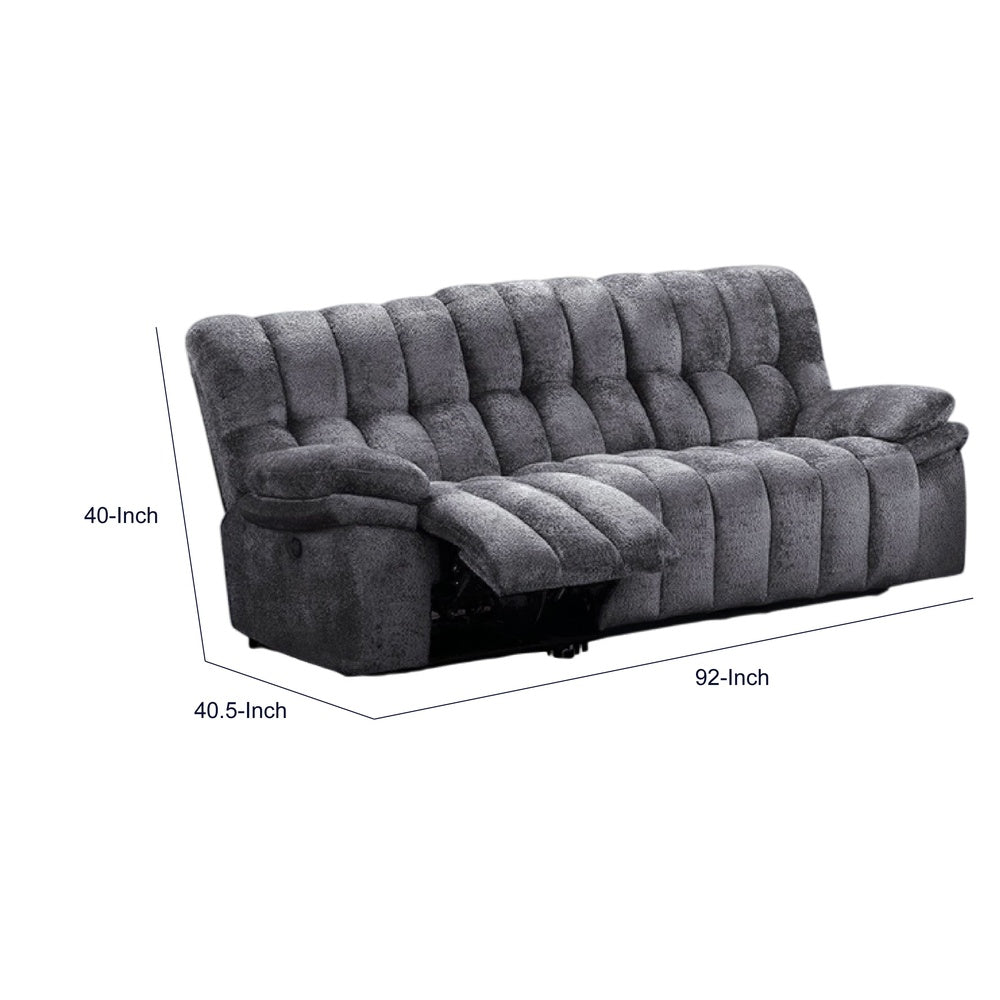 Heya Manual Recliner Sofa | Pillow Tufted Dark Gray Polyester | 92"