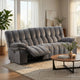 Heya Manual Recliner Sofa | Pillow Tufted Dark Gray Polyester | 92"