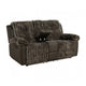 Jeya Manual Recliner Loveseat with Console | Brown Faux Fur Fabric | 73"