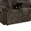 Jeya Manual Recliner Loveseat with Console | Brown Faux Fur Fabric | 73"