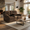 Jeya Manual Recliner Loveseat with Console | Brown Faux Fur Fabric | 73"