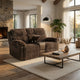 Jeya Manual Recliner Loveseat with Console | Brown Faux Fur Fabric | 73"