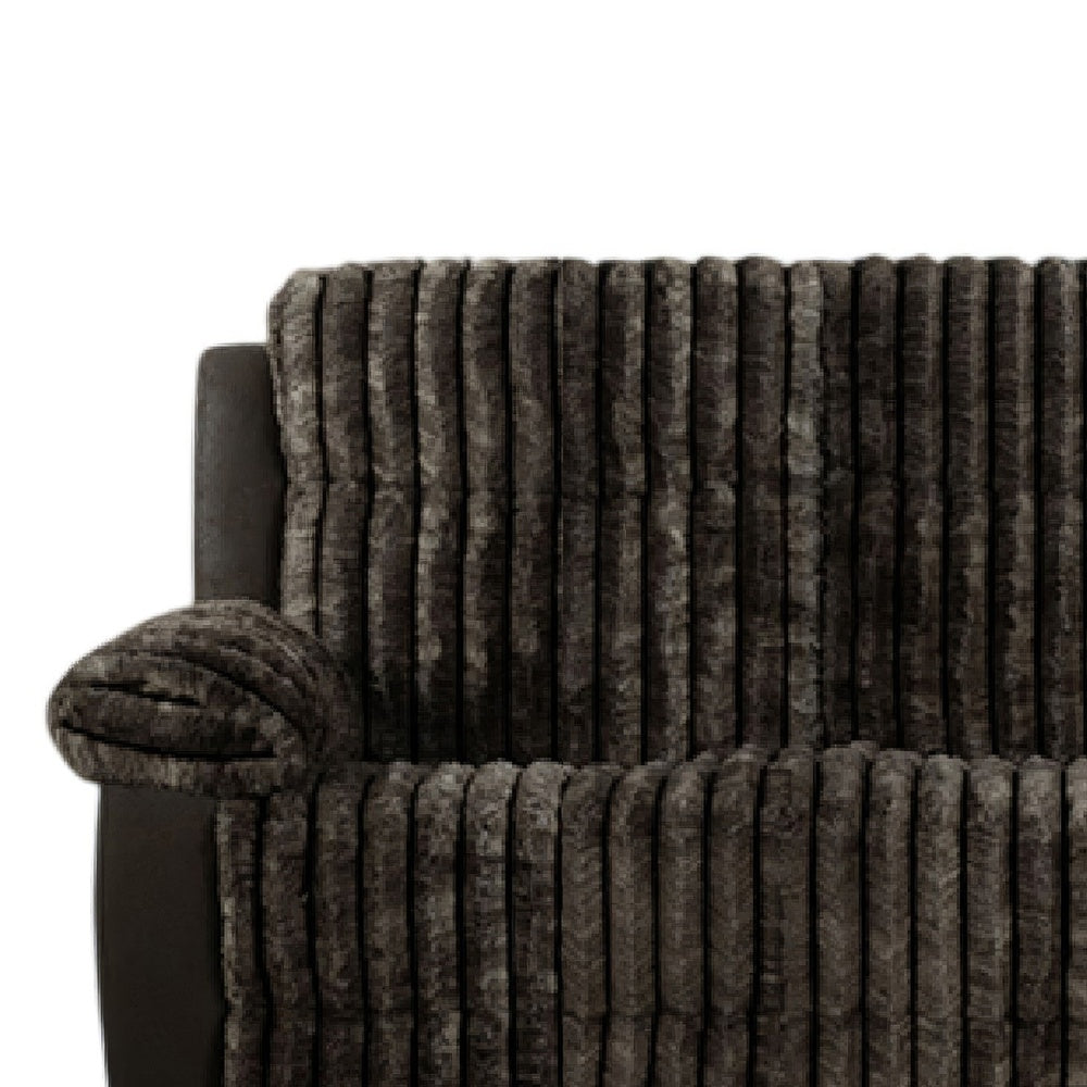 Jeya Manual Recliner Sofa | Wide Wale Faux Fur Fabric | Brown | 83"