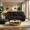 Jeya Manual Recliner Sofa | Wide Wale Faux Fur Fabric | Brown | 83"