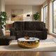 Jeya Manual Recliner Sofa | Wide Wale Faux Fur Fabric | Brown | 83"