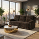 Jeya Manual Recliner Sofa | Wide Wale Faux Fur Fabric | Brown | 83"