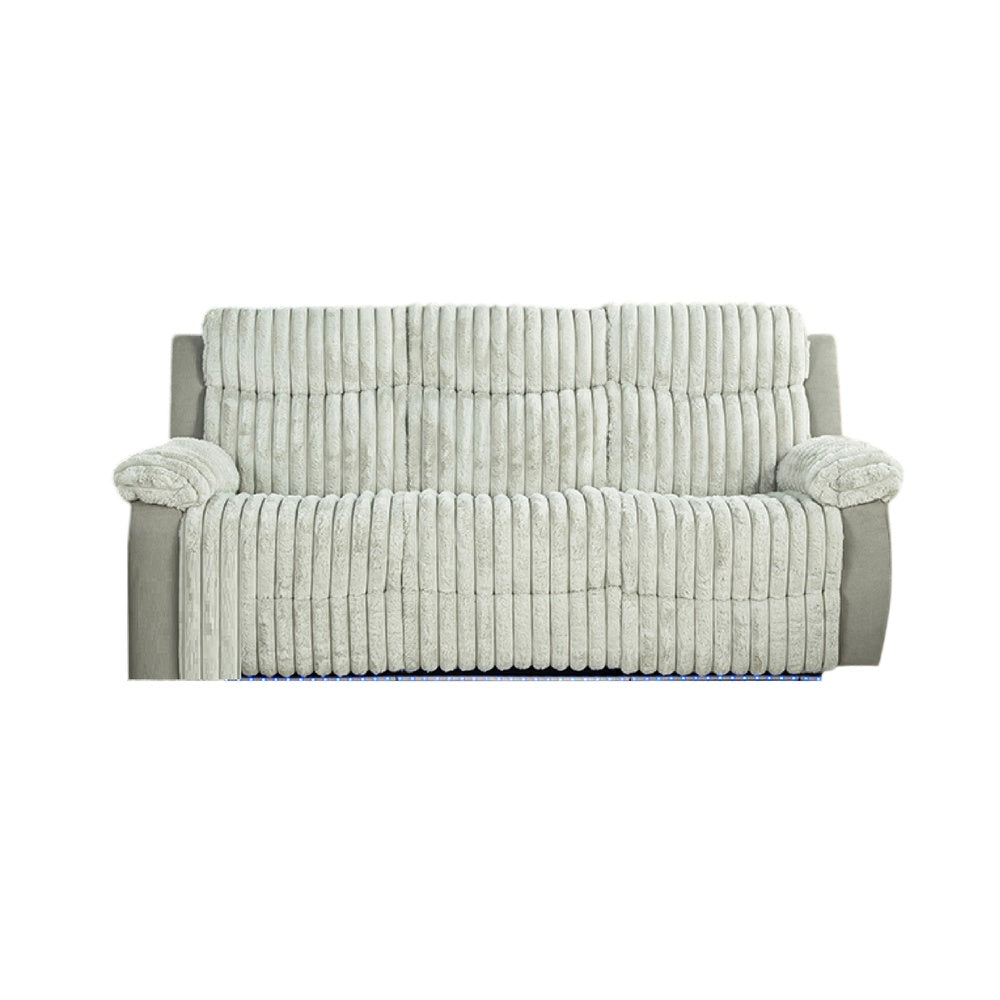 Jeya Manual Recliner Sofa | Plush Wide Wale Faux Fur | Light Gray | 83"