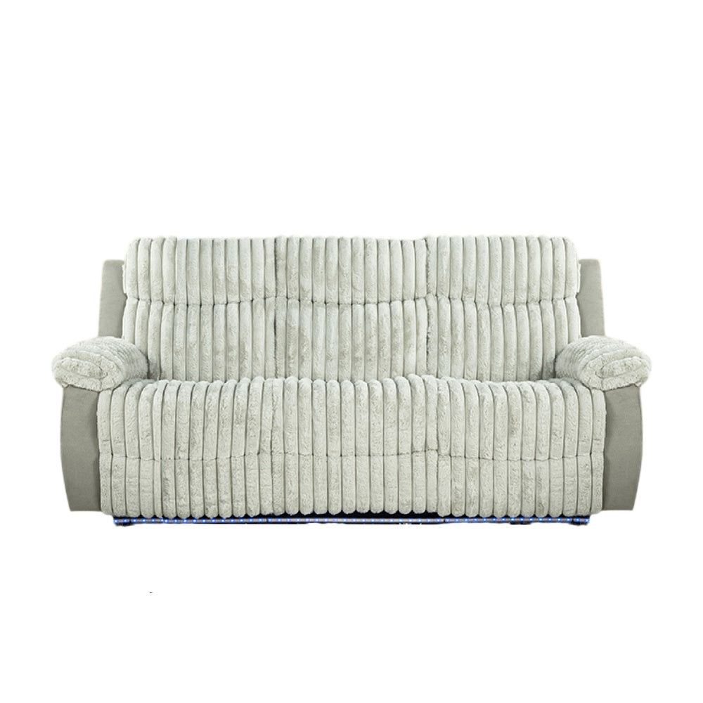 Jeya Manual Recliner Sofa | Plush Wide Wale Faux Fur | Light Gray | 83"