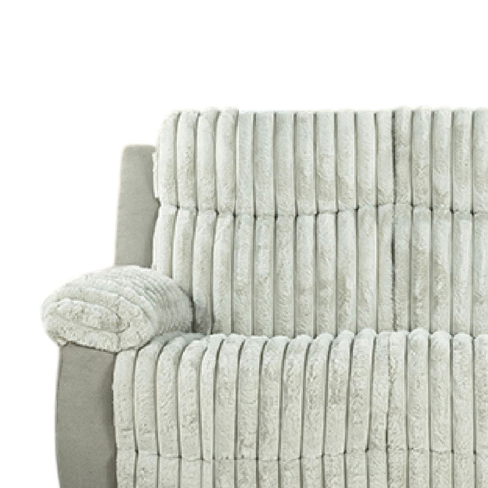 Jeya Manual Recliner Sofa | Plush Wide Wale Faux Fur | Light Gray | 83"