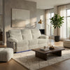 Jeya Manual Recliner Sofa | Plush Wide Wale Faux Fur | Light Gray | 83"