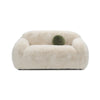 Dera Modern Loveseat | Olive Green Pillow | S& Beige Faux Fur | 67"