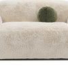 Dera Modern Loveseat | Olive Green Pillow | S& Beige Faux Fur | 67"