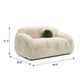 Dera Modern Loveseat | Olive Green Pillow | S& Beige Faux Fur | 67"