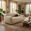 Dera Modern Loveseat | Olive Green Pillow | S& Beige Faux Fur | 67"