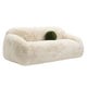 Dera Modern Sofa | Olive Green Pillow | S& Beige Faux Fur | 84"