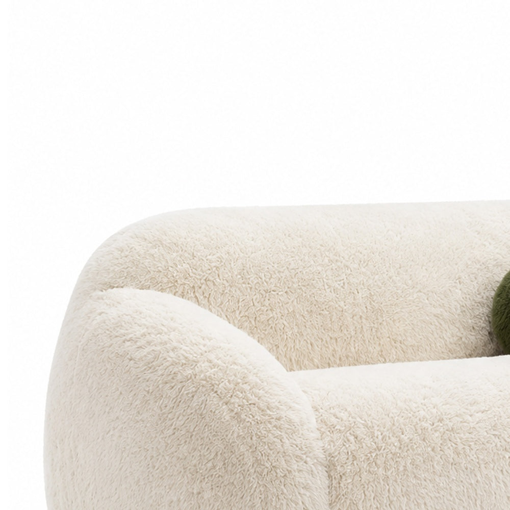 Dera Modern Sofa | Olive Green Pillow | S& Beige Faux Fur | 84"