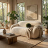 Dera Modern Sofa | Olive Green Pillow | S& Beige Faux Fur | 84"