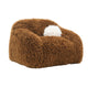 Dera Swivel Barrel Sofa Chair | White Pillow | Camel Brown Faux Fur