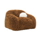 Dera Swivel Barrel Sofa Chair | White Pillow | Camel Brown Faux Fur