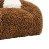 Dera Swivel Barrel Sofa Chair | White Pillow | Camel Brown Faux Fur