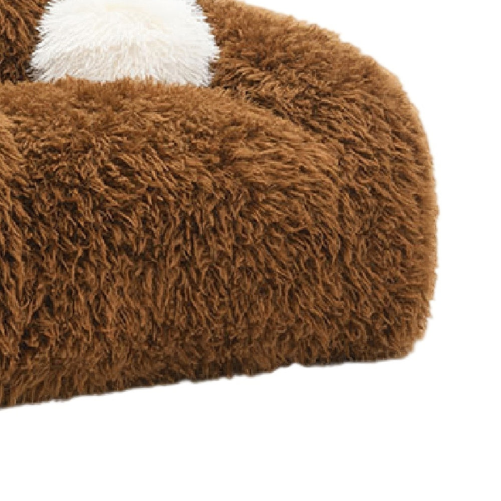 Dera Swivel Barrel Sofa Chair | White Pillow | Camel Brown Faux Fur