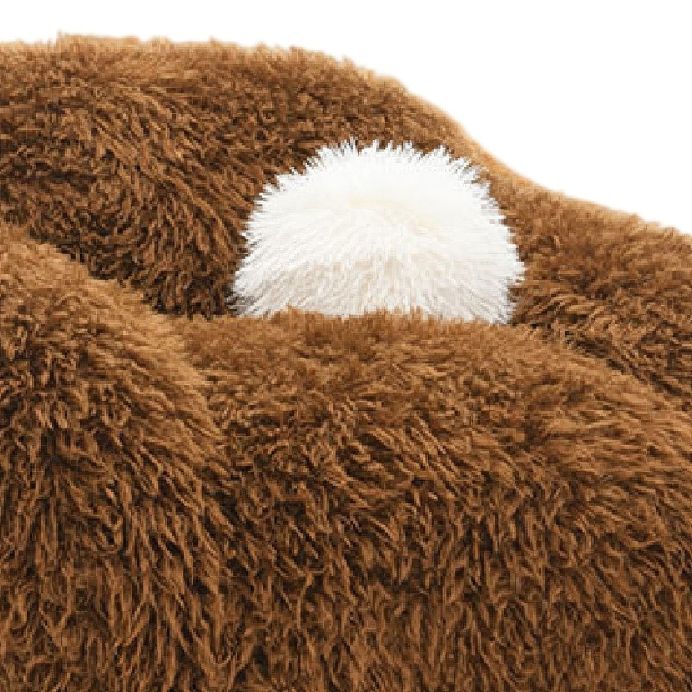 Dera Swivel Barrel Sofa Chair | White Pillow | Camel Brown Faux Fur