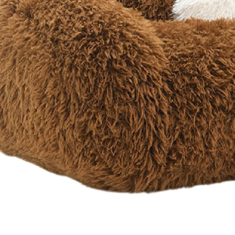 Dera Swivel Barrel Sofa Chair | White Pillow | Camel Brown Faux Fur