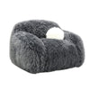 Dera Swivel Barrel Sofa Chair | White Pillow | Dark Gray Faux Fur
