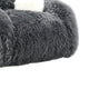 Dera Swivel Barrel Sofa Chair | White Pillow | Dark Gray Faux Fur