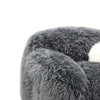 Dera Swivel Barrel Sofa Chair | White Pillow | Dark Gray Faux Fur