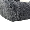 Dera Swivel Barrel Sofa Chair | White Pillow | Dark Gray Faux Fur