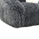 Dera Swivel Barrel Sofa Chair | White Pillow | Dark Gray Faux Fur